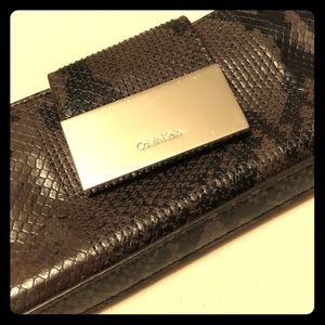EUC Calvin Klein “snake skin” leather  purse